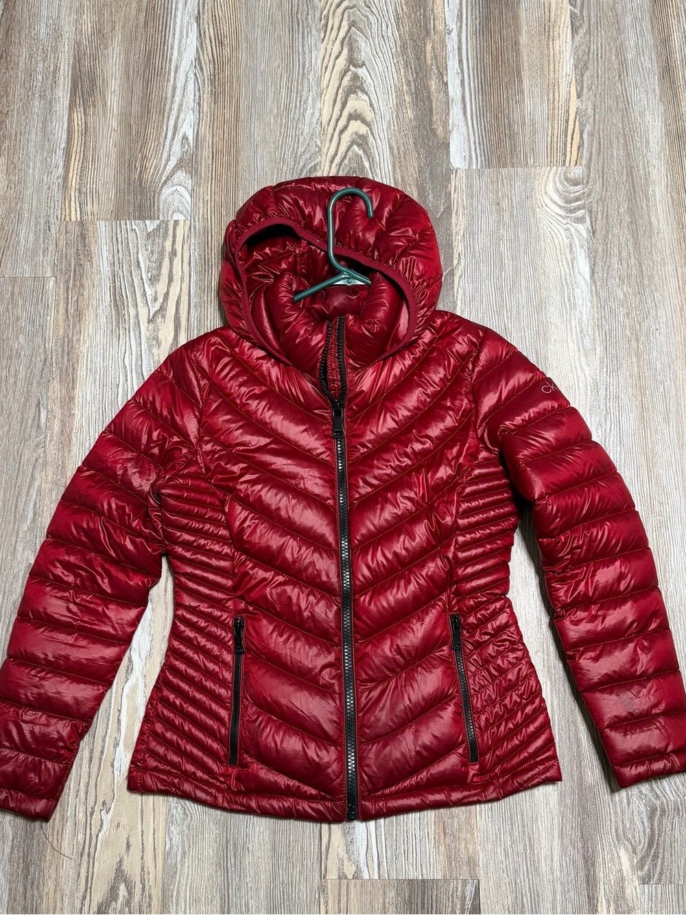Calvin Klein Quilted Hooded Puffer Jacket - Red